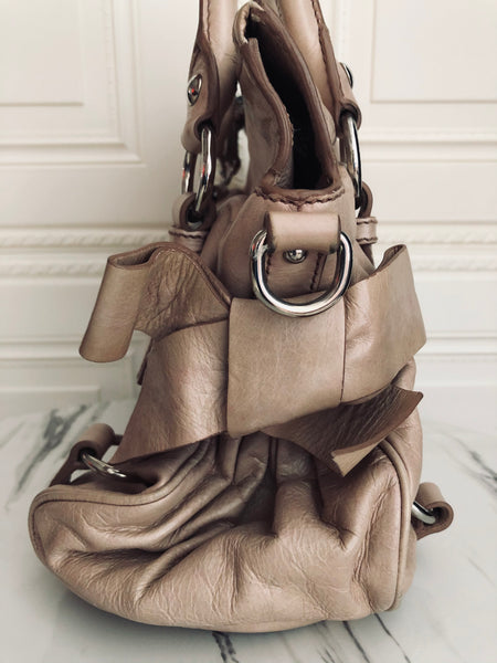 Miu Vitello Lux 2Way Handbag Shoulder Bag Side Ribbon Y2K