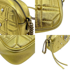 GUCCI Shoulder Bag GG Marmont Leather/Faux Pearl Gold Women's 447632 z0772-3