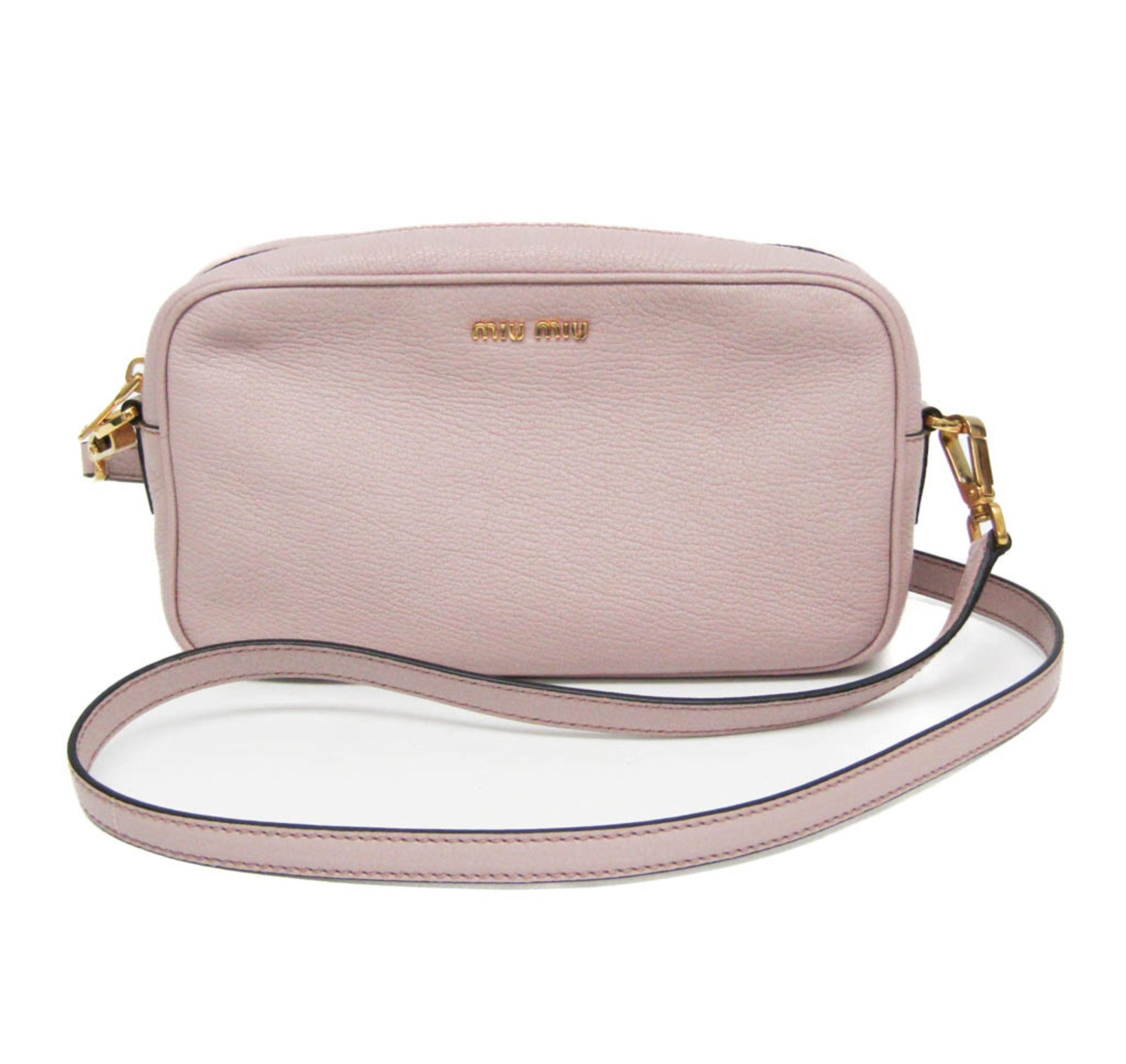 Miu Miu MADRAS 5BH056 Women's Leather Shoulder Bag Dusty Pink-0