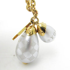 Louis Vuitton Pandantif Damier Pearl Necklace M66322 Brass Women's Pendant Necklace (Gold)-1