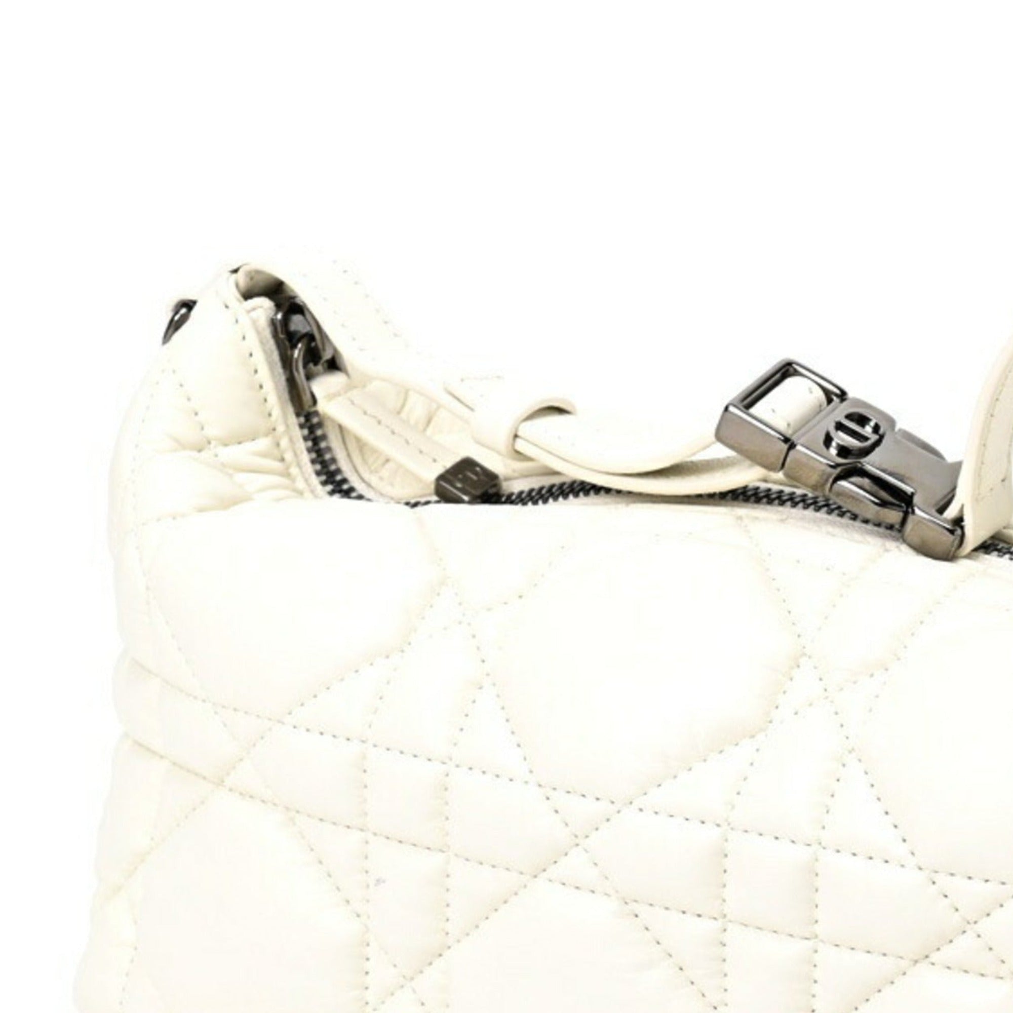 Christian Dior Dior Nomade Pouch Medium Handbag Cannage Leather White S-155935-0