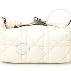 Christian Dior Dior Nomade Pouch Medium Handbag Cannage Leather White S-155935-1