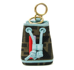 Fendi FF Zuccanano Montresor Bag Charm K Embroidery 7AR762 Keyring (Beige,Brown,Light Blue)-0