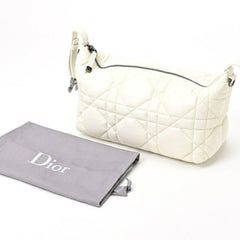 Christian Dior Dior Nomade Pouch Medium Handbag Cannage Leather White S-155935-8