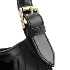 GUCCI Gucci Quinn Hobo Ribbon Shoulder Bag Handbag Patent Leather Enamel Black 189885-5