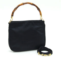 Gucci Handbag Bamboo 005 781 0315 Black Satin Shoulder Bag Women's GUCCI-0