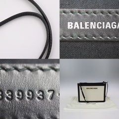 BALENCIAGA Balenciaga navy pochette shoulder bag 339937 canvas leather natural black 2WAY second-8