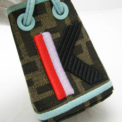 Fendi FF Zuccanano Montresor Bag Charm K Embroidery 7AR762 Keyring (Beige,Brown,Light Blue)-5