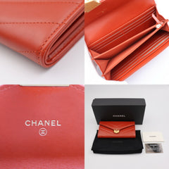 CHANEL Chanel Chevron long wallet A81255 brick color gold metal fittings flap cover lid here mark-7