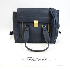 3.1 Phillip Lim Pashuri Medium Satchel AC00-0179SKC Women's Leather Handbag,Shoulder Bag Navy