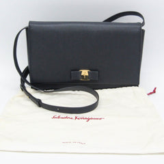 Salvatore Ferragamo Vara AU-21 0011 Women's Leather Shoulder Bag Navy-14