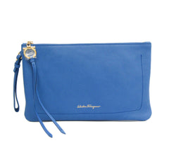 Salvatore Ferragamo AU-21 F867 Women,Men Leather Clutch Bag Blue-0