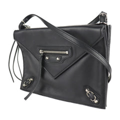 BALENCIAGA Balenciaga paper shoulder bag 357321 leather black 2WAY clutch mini handbag-1