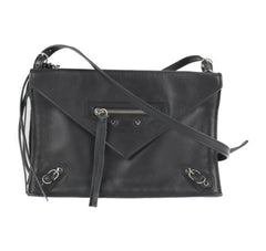 BALENCIAGA Balenciaga paper shoulder bag 357321 leather black 2WAY clutch mini handbag-0