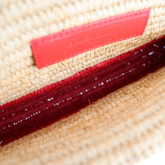 BALENCIAGA Balenciaga clutch bag 339549 raffia leather natural red straw basket second-8