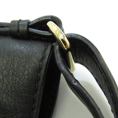 Salvatore Ferragamo GG-21D338 Women's Leather Shoulder Bag Black