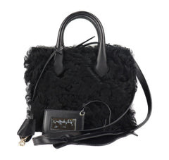 BALENCIAGA Balenciaga Padlock Nude Mini Handbag 347237 BP91J 1000 Mouton Leather Black Gold Hardware 2WAY Shoulder Bag-0