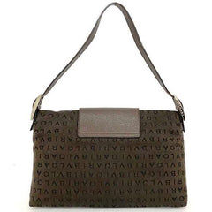 Bvlgari Bag Brown Mania Canvas Leather BVLGARI One Shoulder Handbag Flap Plate-2
