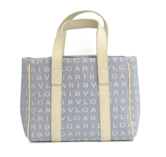 Bvlgari Logomania Women's Canvas,Leather Handbag Cream,Light Blue-0