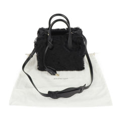 BALENCIAGA Balenciaga Padlock Nude Mini Handbag 347237 BP91J 1000 Mouton Leather Black Gold Hardware 2WAY Shoulder Bag-9