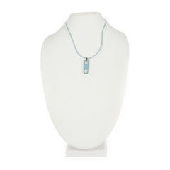 HERMES Hermes Necklace Metal Lacquer Silver Light Blue Pendant Chène d'Ancle Maillon