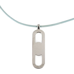 HERMES Hermes Necklace Metal Lacquer Silver Light Blue Pendant Chène d'Ancle Maillon