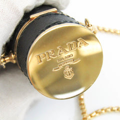Prada Leather Metal Lipstick Case Black,Gold-4