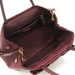 Prada Ribbon 1BG068 Women's Nylon,Leather Handbag,Shoulder Bag Bordeaux-2