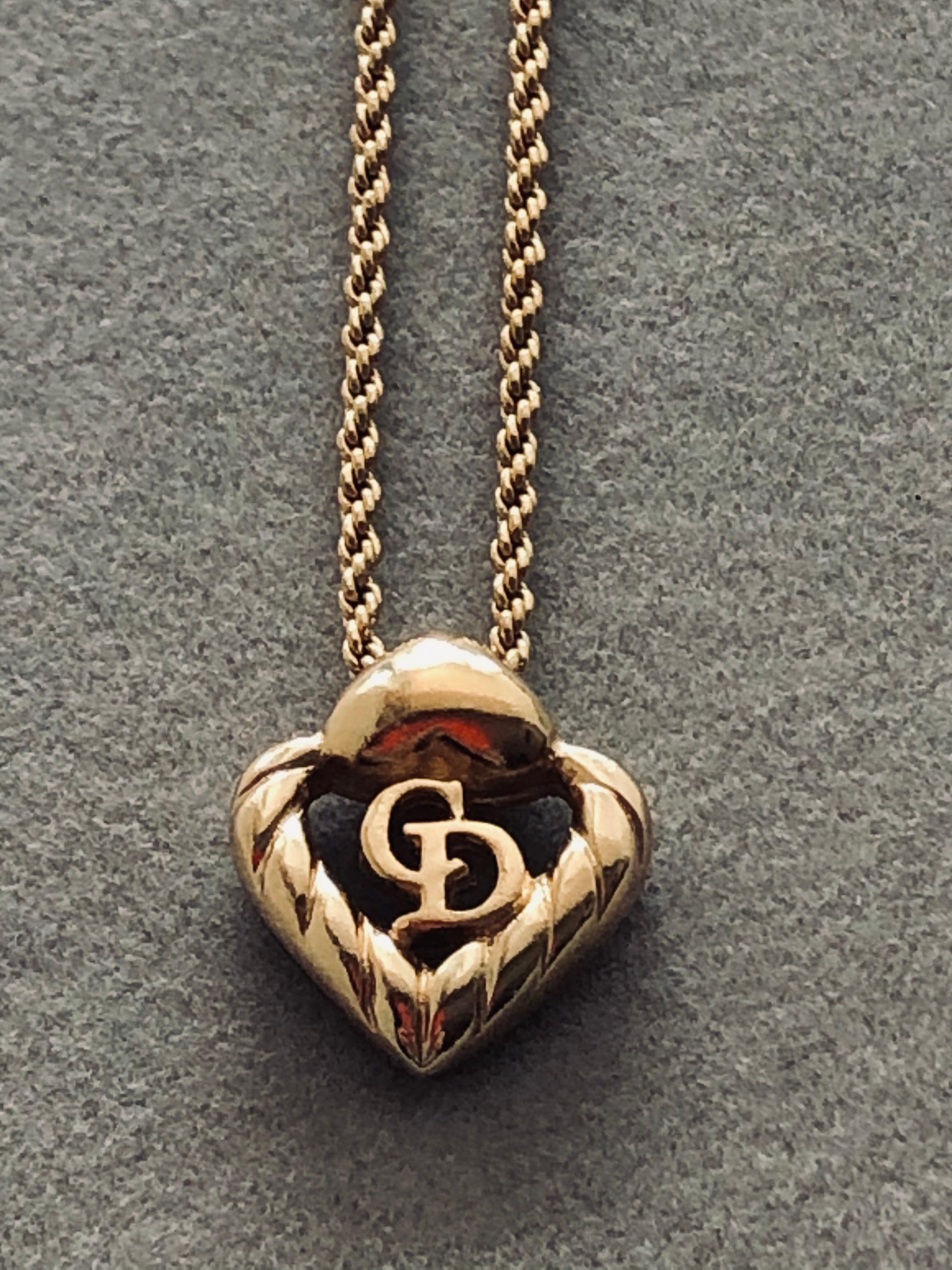 New Arrival Drop!! Christian Dior gold heart necklace - TheLuxeLouis