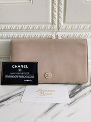 Chanel Coco Button Leather Long Wallet