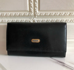 Bally Vintage Leather Metal Clasp Long Wallet