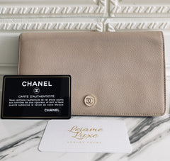 Chanel Coco Button Leather Long Wallet