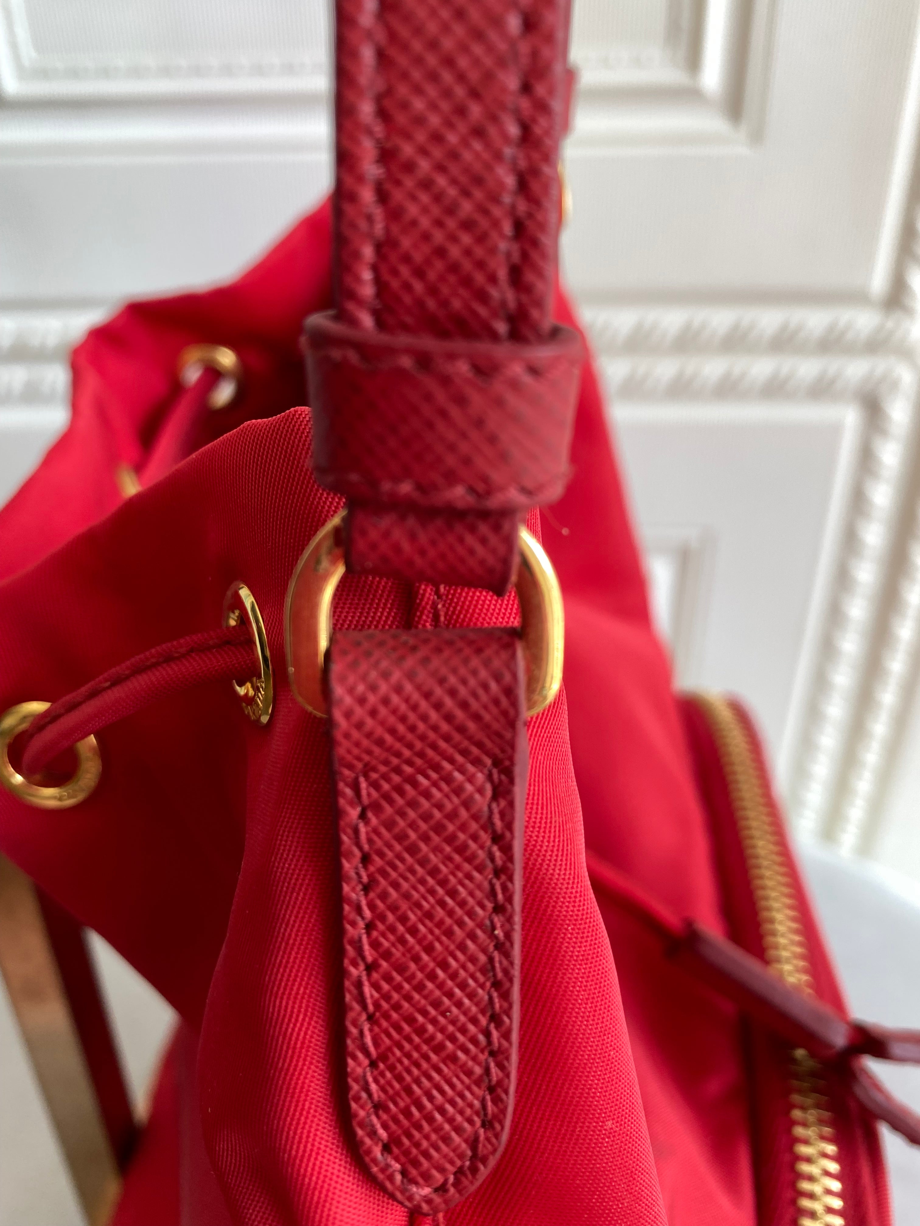 Prada Tessuto Handbag Mini Boston Bag Nylon Leather Khaki