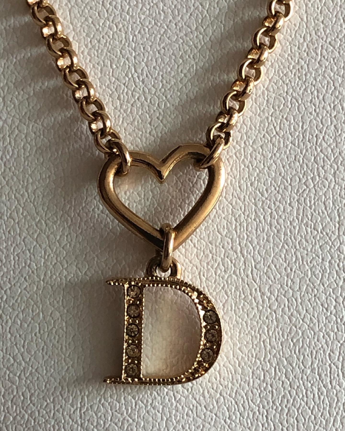 New Arrival Drop!! Christian Dior gold heart necklace - TheLuxeLouis