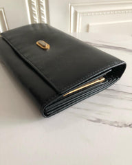 Bally Vintage Leather Metal Clasp Long Wallet