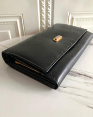 Bally Vintage Leather Metal Clasp Long Wallet